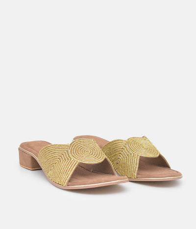 BOTTEGA Gold Crystal Embellished Slip On Sandal