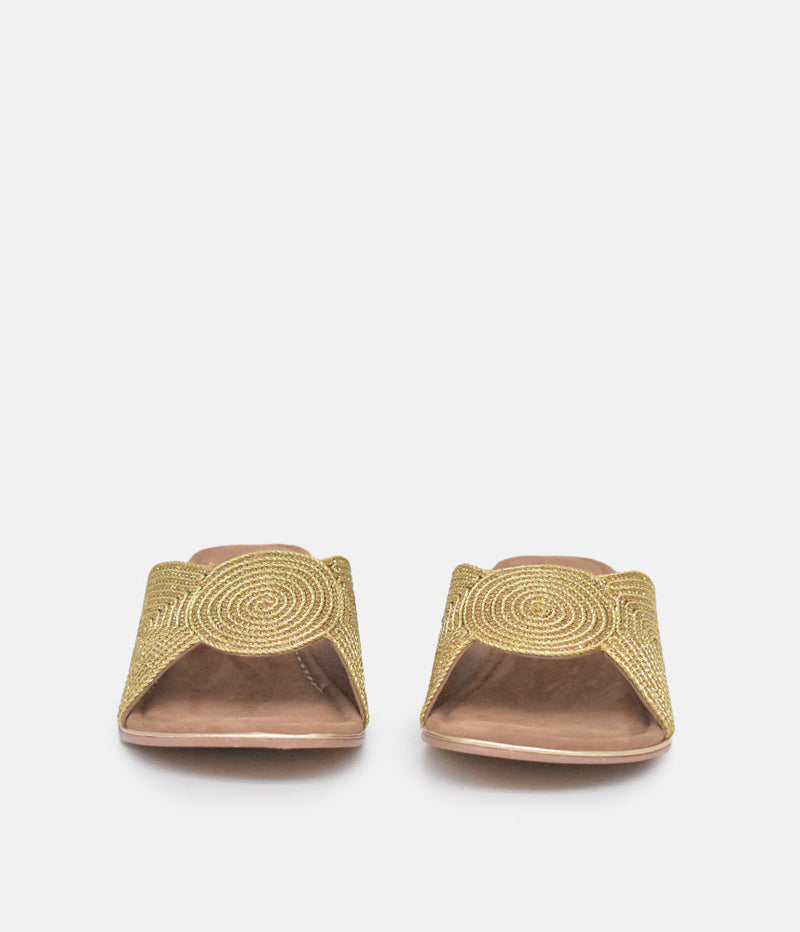 BOTTEGA Gold Crystal Embellished Slip On Sandal