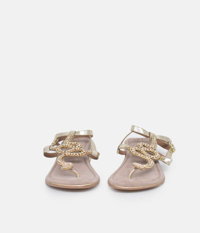 BOTTEGA Gold Ankle Strap Embellished Block Heel Sandal
