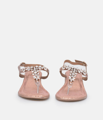 Bottega Rose Gold Embellished Block Heel Sandal