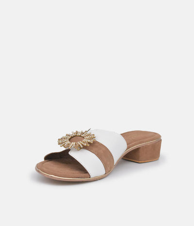 BOTTEGA Leather/Suede Embellished Slip On Sandal