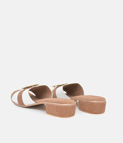 BOTTEGA Leather/Suede Embellished Slip On Sandal