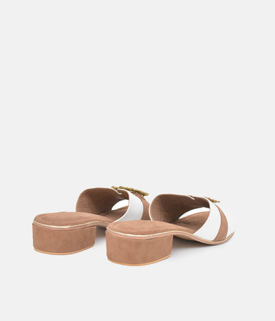 BOTTEGA Leather/Suede Embellished Slip On Sandal