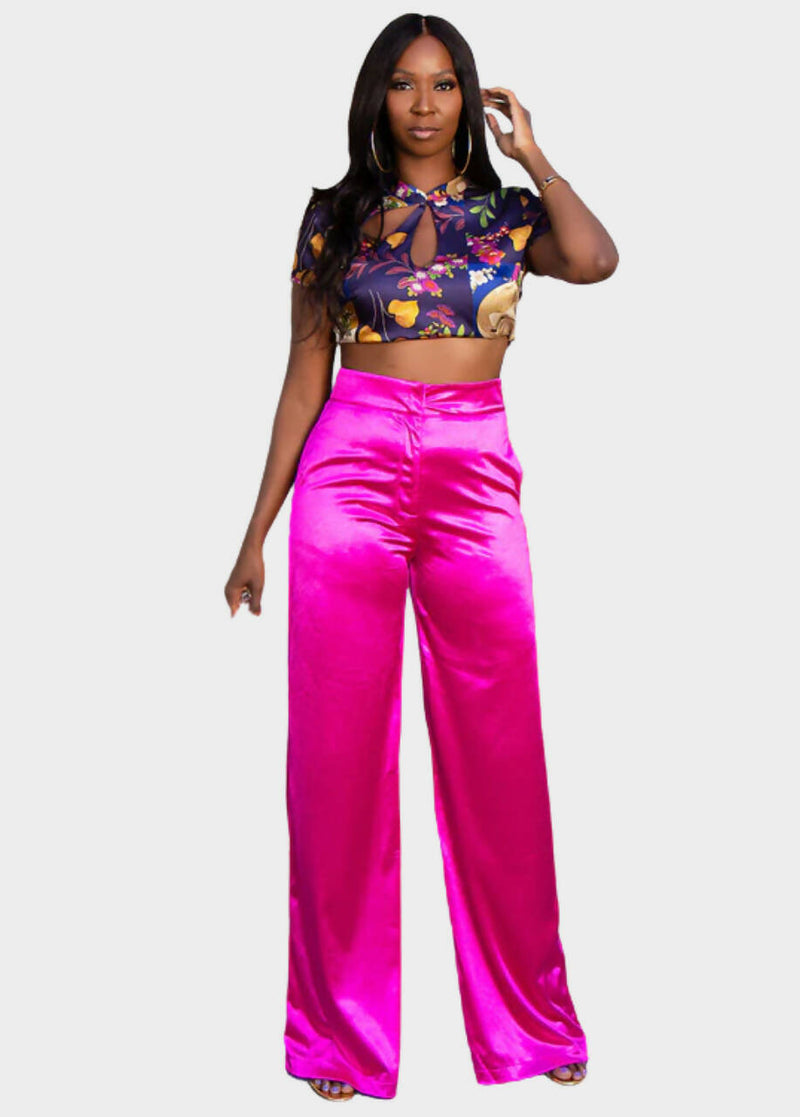 Mila Wide Leg Pants - Magenta