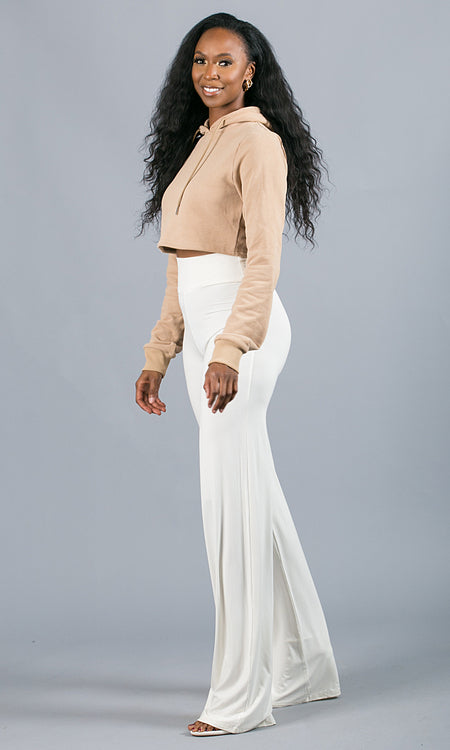 Chill Mode Crop Hoodie - Tan