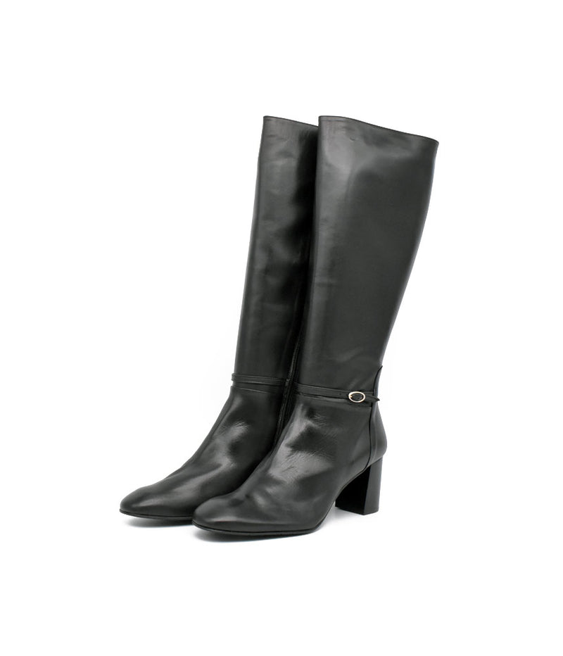 Cinderella Stylish Long Black Leather Boots