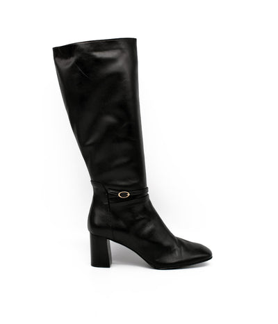 Cinderella Stylish Long Black Leather Boots