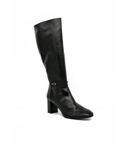 Cinderella Stylish Long Black Leather Boots