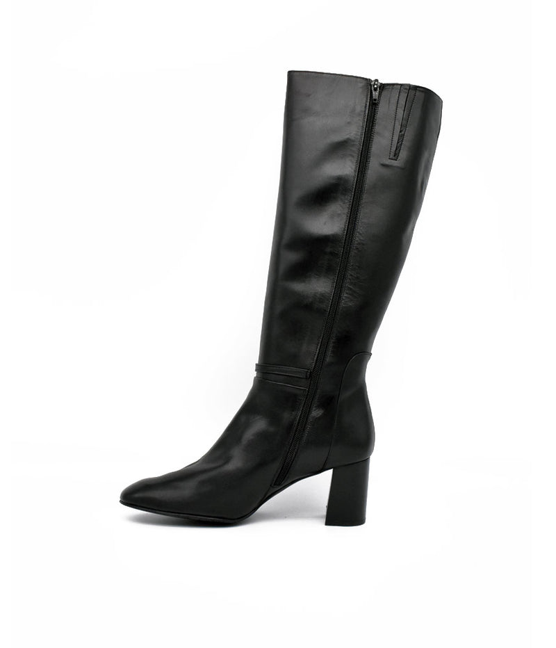 Cinderella Stylish Long Black Leather Boots