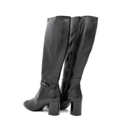 Cinderella Stylish Long Black Leather Boots