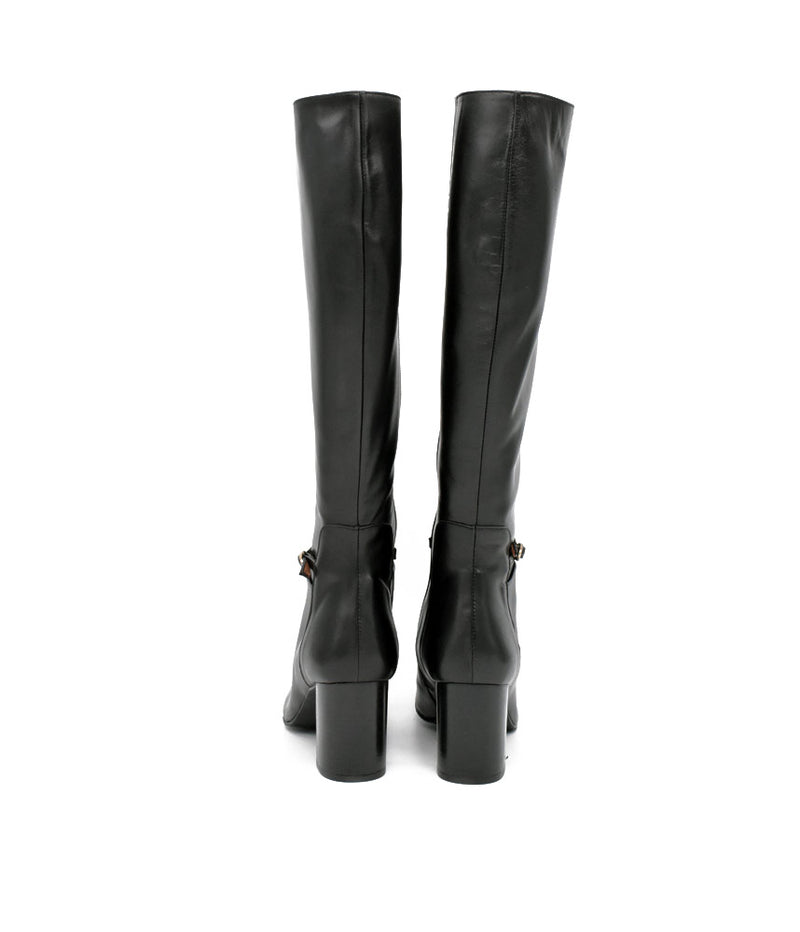 Cinderella Stylish Long Black Leather Boots