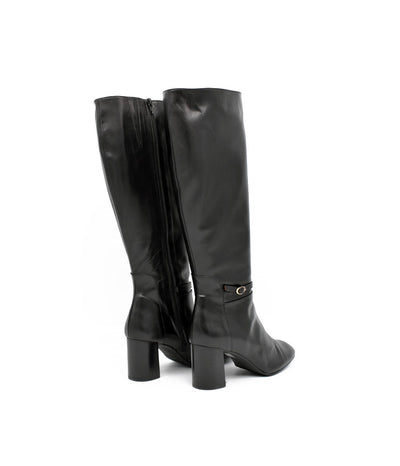 Cinderella Stylish Long Black Leather Boots