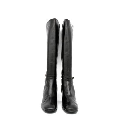 Cinderella Stylish Long Black Leather Boots