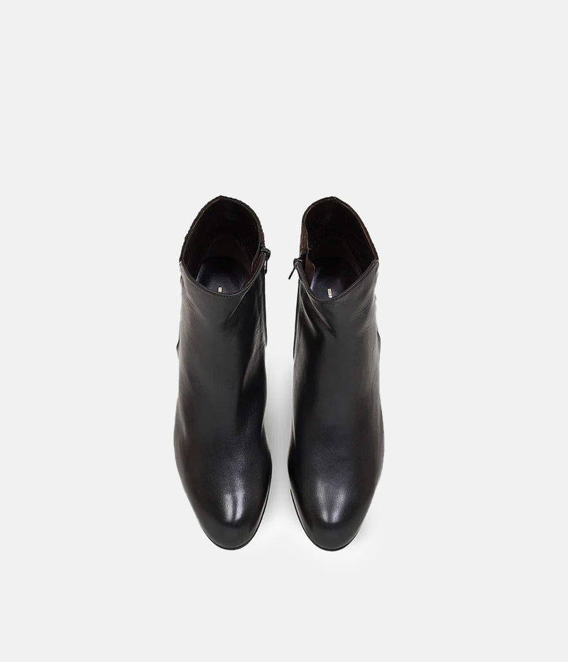 Brenda Zaro Classic Black Leather Ankle Boots