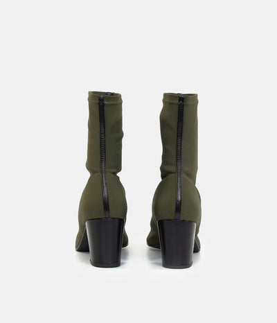 Fashionable Green Midi Block Heel Ankle Boots