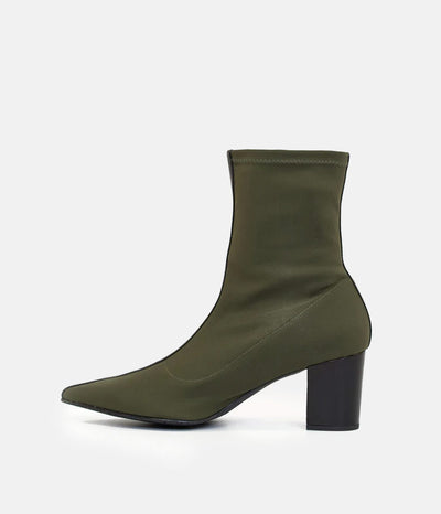 Fashionable Green Midi Block Heel Ankle Boots