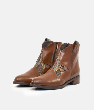 Tall Galls Premium Brown Leather Star Boots