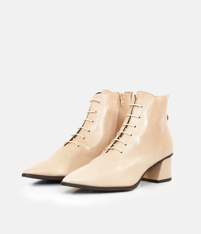 Premium Beige Laced Ankle Boots