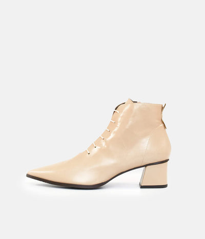 Premium Beige Laced Ankle Boots