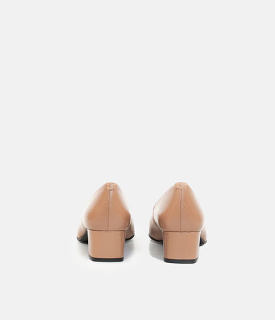 Stylish Taupe Pointy Toe Block Heels