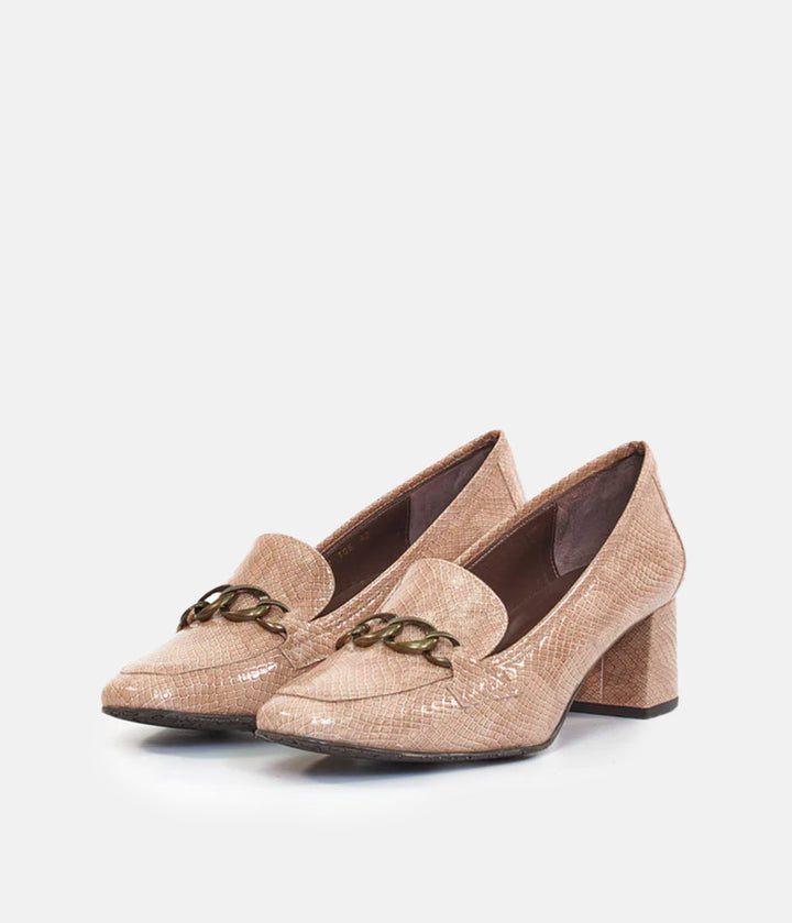Brenda Zaro Chic Beige Block Heel Loafer
