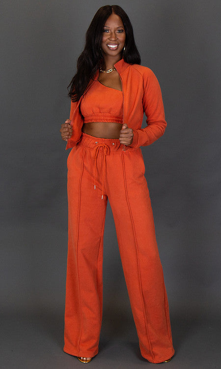 City Vibes Sweat Jacket - Burnt Orange