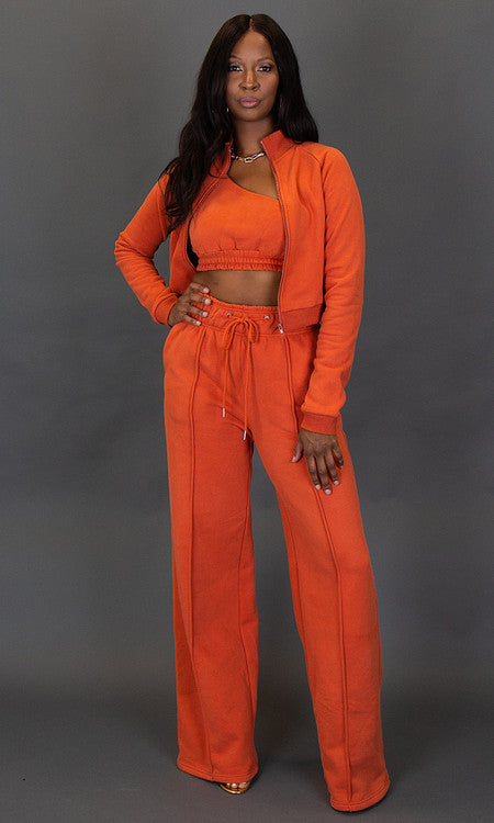 City Vibes Sweat Jacket - Burnt Orange
