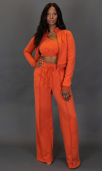 City Vibes Sweat Jacket - Burnt Orange