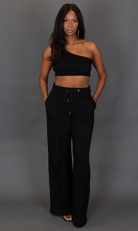 City Vibes One Shoulder Top - Black