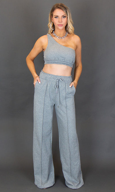 City Vibes One Shoulder Top - Gray