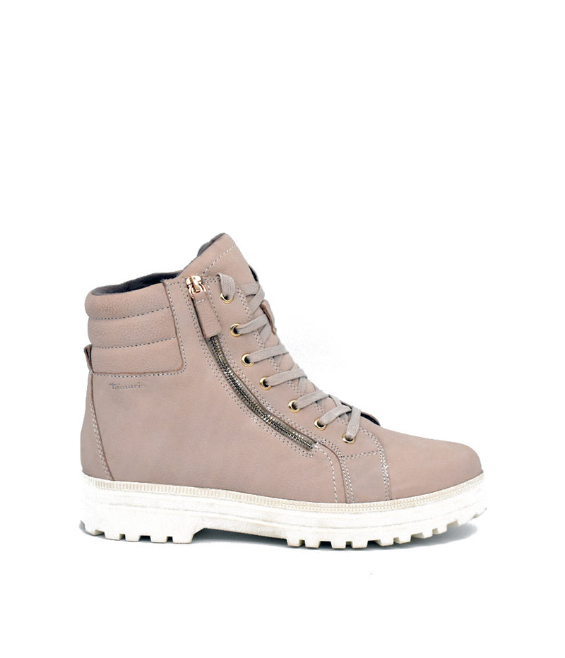 Tamaris Lace Up Ivory Ankle Bootie