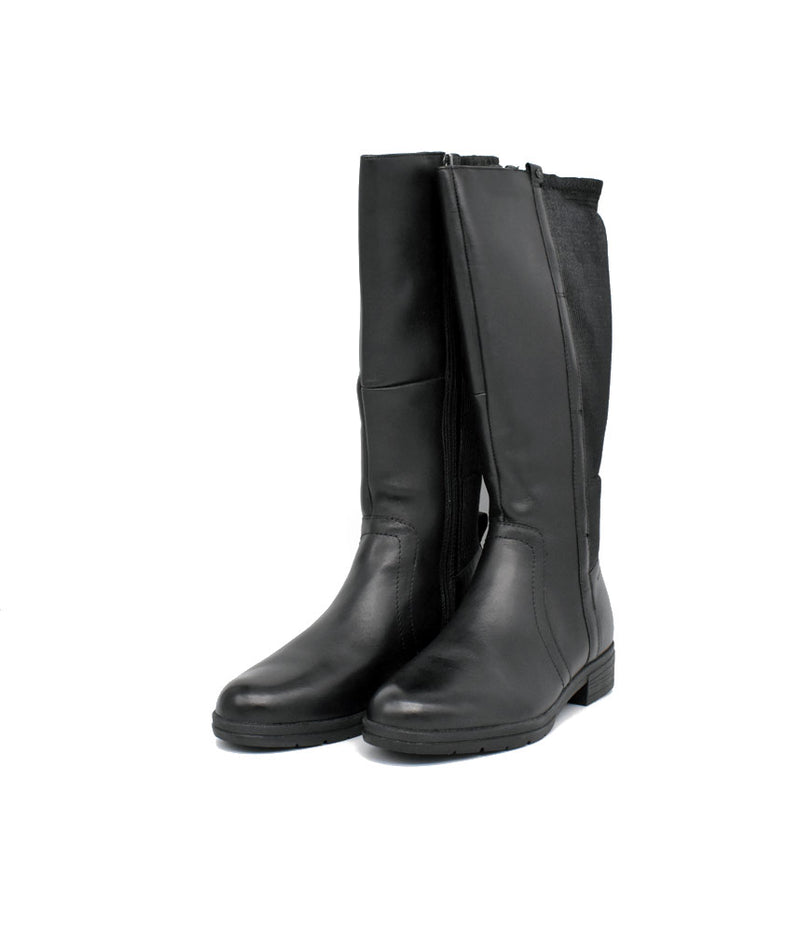 Tamaris Versatile Black Leather Knee High Boots