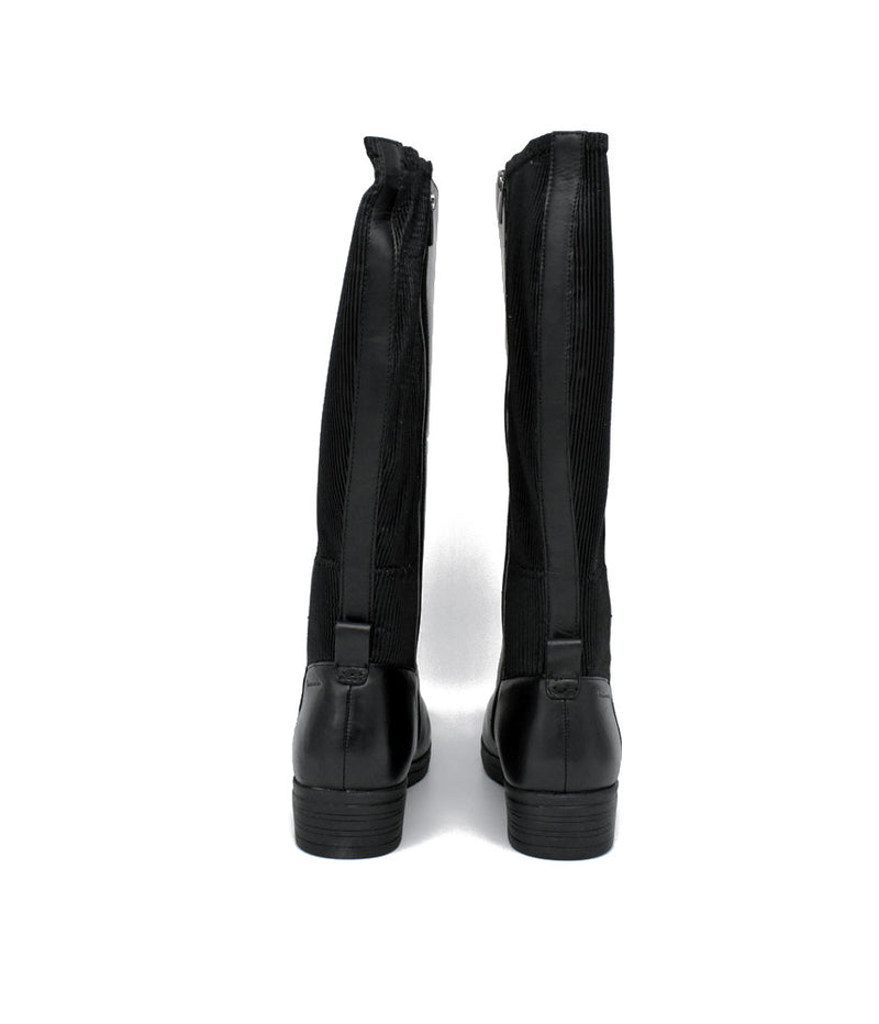 Tamaris Versatile Black Leather Knee High Boots