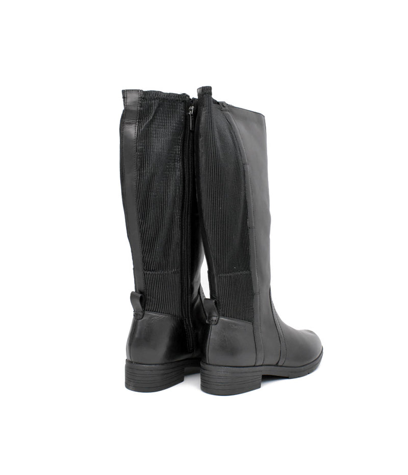 Tamaris Versatile Black Leather Knee High Boots