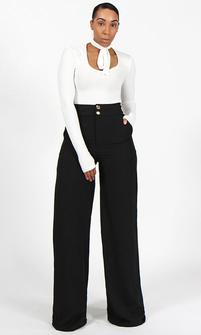 Double Button Pants - Black