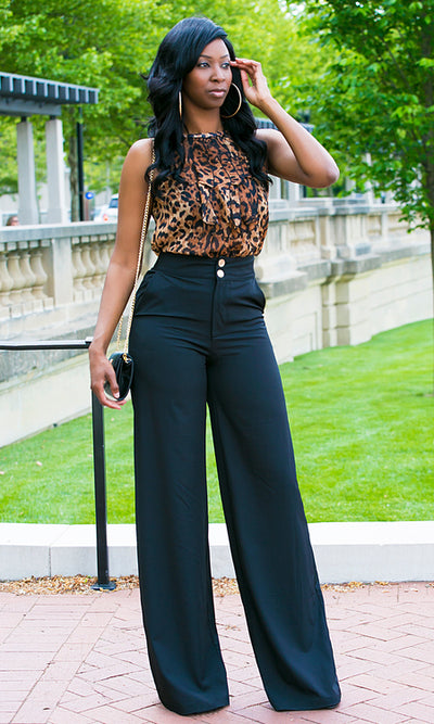 Double Button Pants - Black