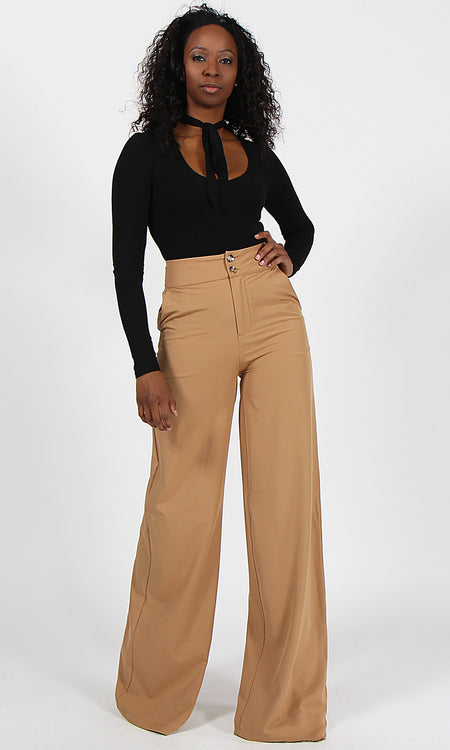 Double Button Pants - Tan