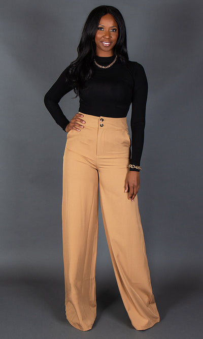 Double Button Pants - Tan