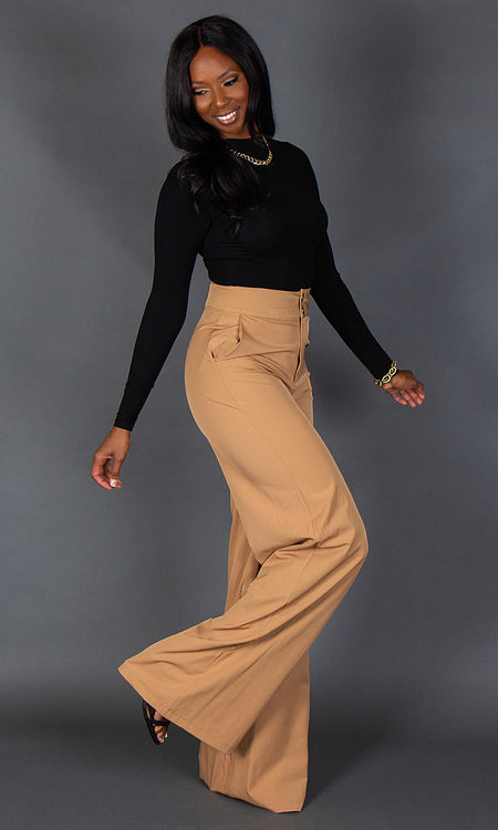 Double Button Pants - Tan