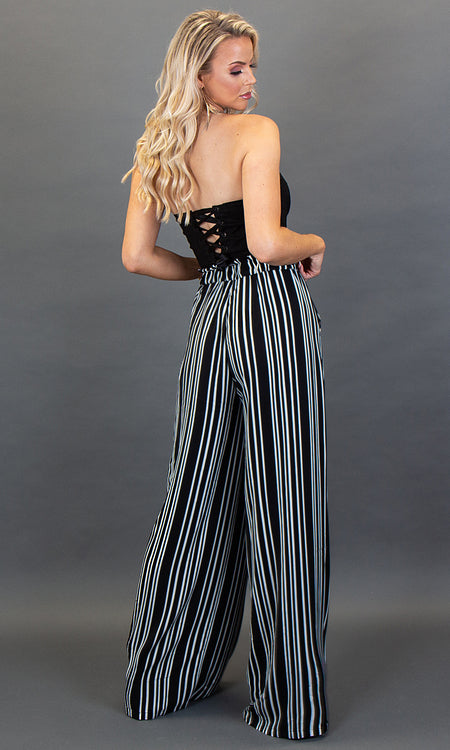 Florence Wide Leg Pants - Black Stripe