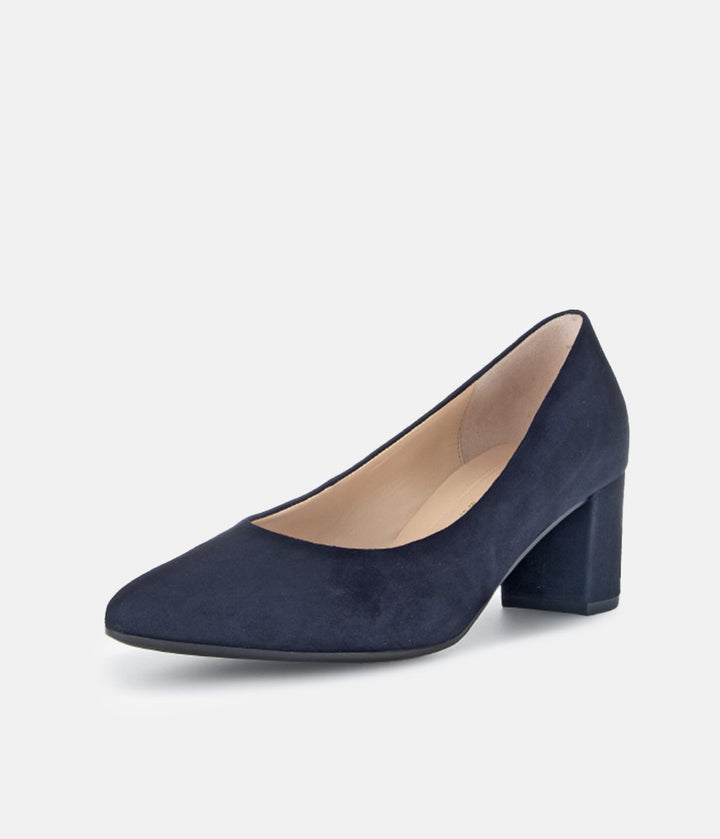 Gabor Classic Atlantic Navy Suede Block Heels