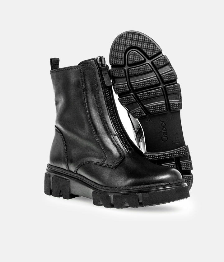 Gabor Funky Black Front Zip Ankle Boots