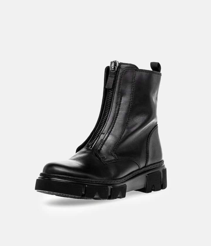Gabor Funky Black Front Zip Ankle Boots