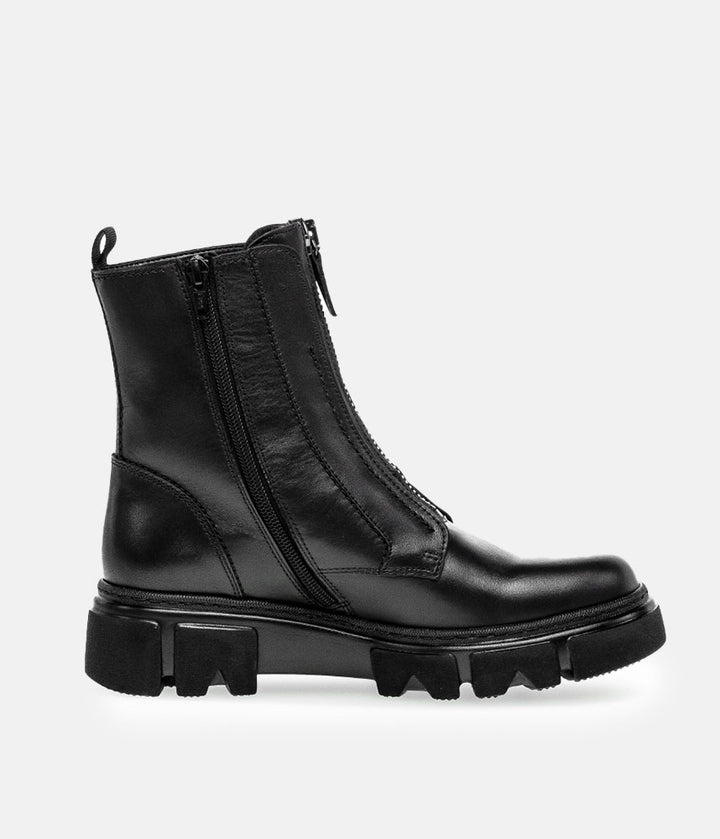 Gabor Funky Black Front Zip Ankle Boots