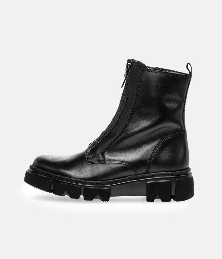Gabor Funky Black Front Zip Ankle Boots