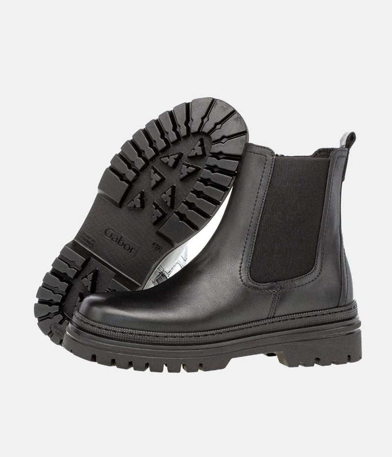 Gabor Fashionable Black Chelsea Style Ankle Boots
