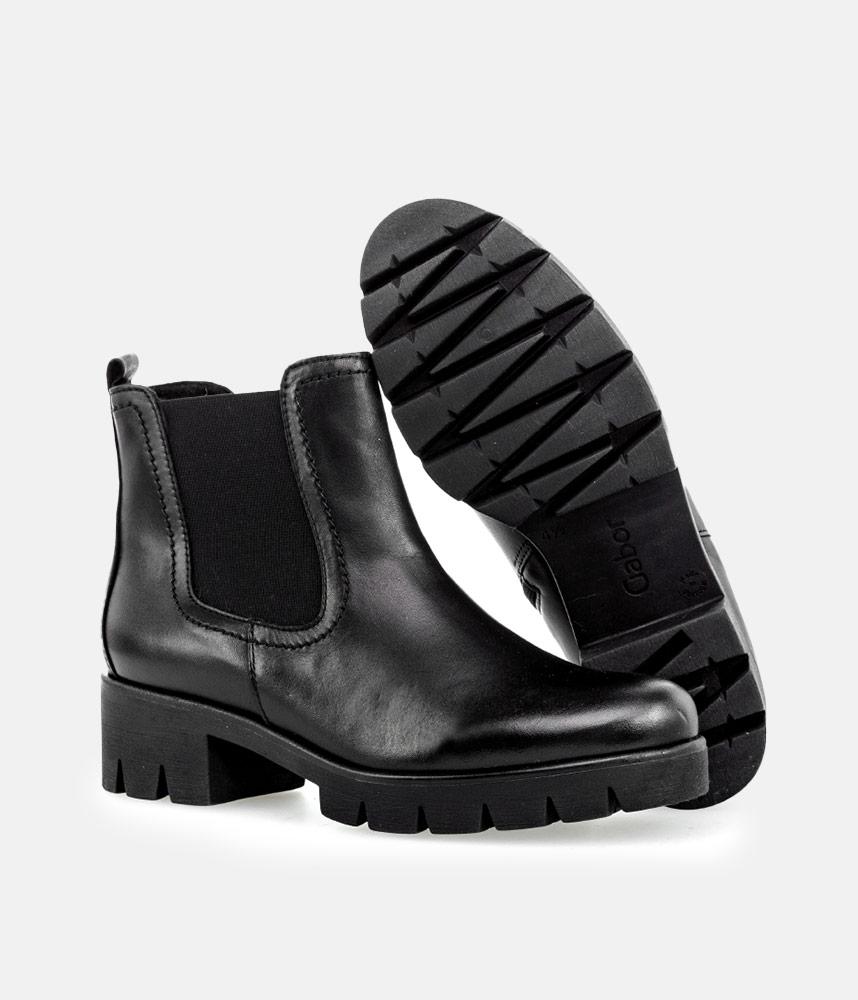 Gabor Chic Black Leather Ankle Boots