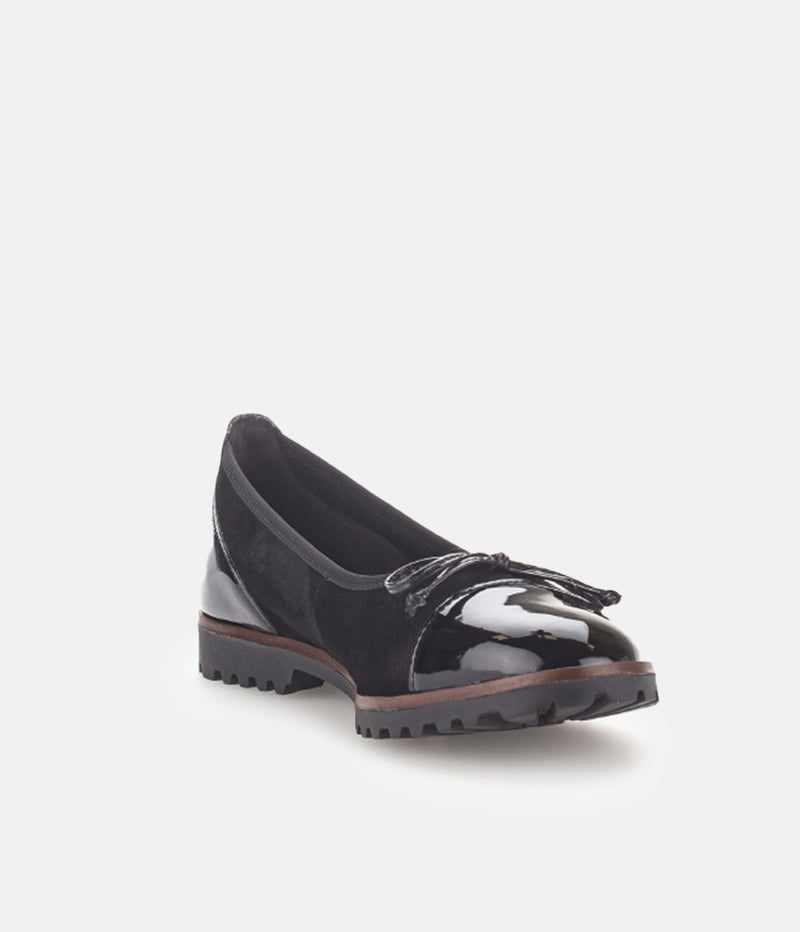 Gabor Stylish Black Patent/Suede Ballerinas