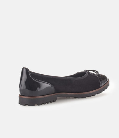 Gabor Stylish Black Patent/Suede Ballerinas