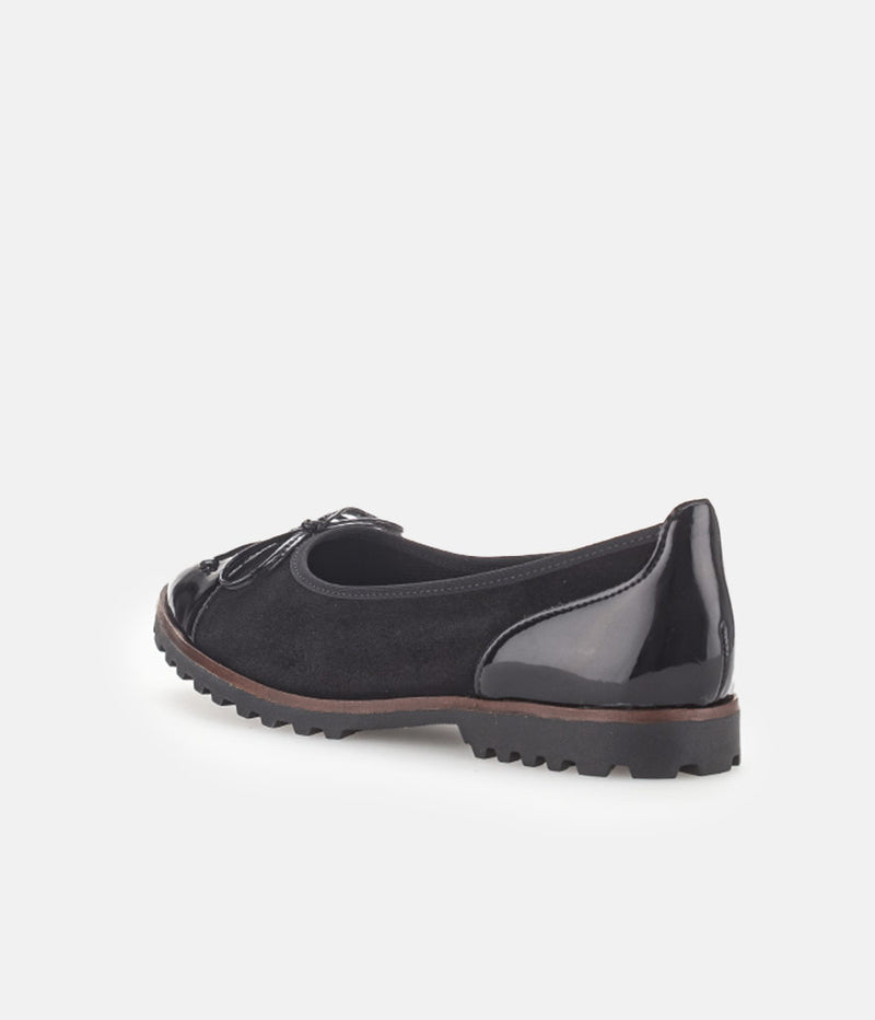 Gabor Stylish Black Patent/Suede Ballerinas